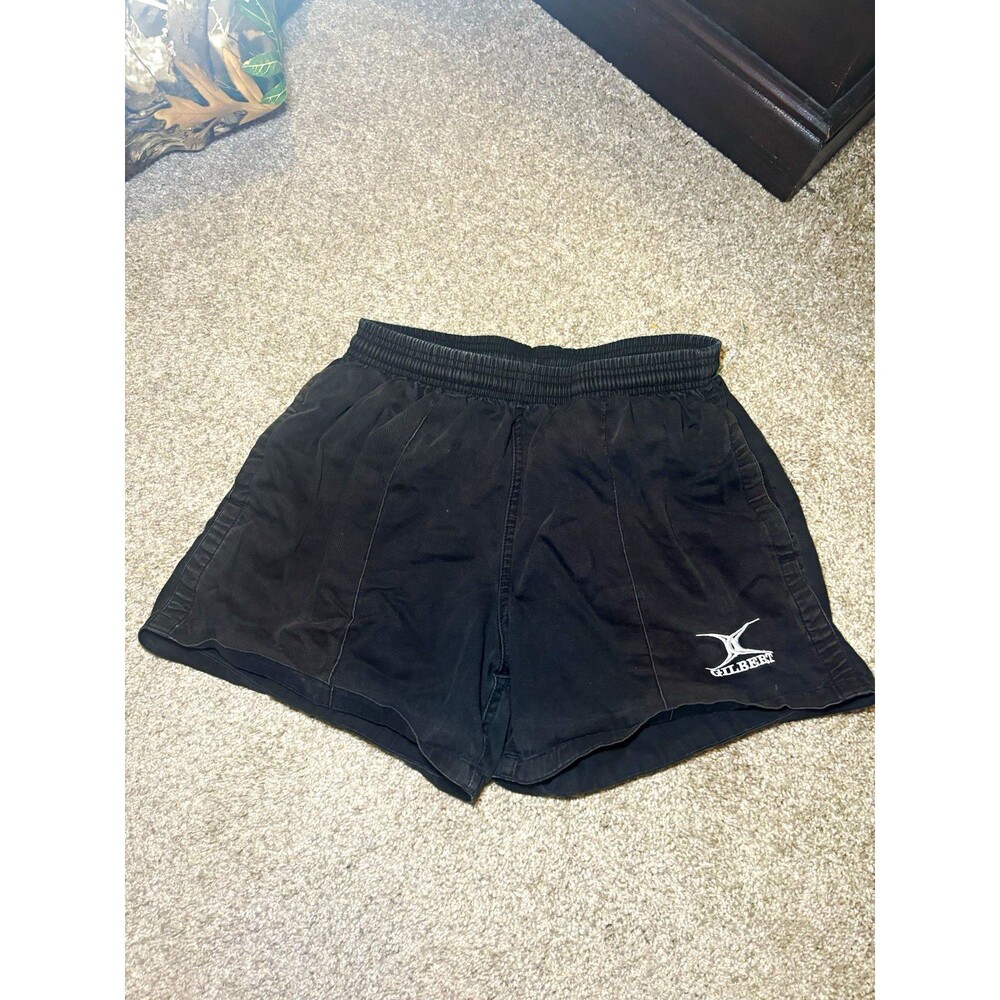Gilbert Men’s Black Athletic Rugby Shorts M Drawstring Elastic Waist